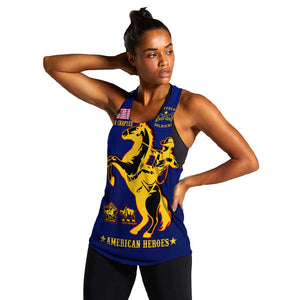 Personalized Afro Buffalo Soldiers Women Racerback Tank BSMC United States Army Blue