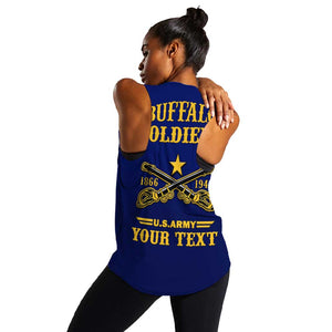 Personalized Afro Buffalo Soldiers Women Racerback Tank BSMC United States Army Blue