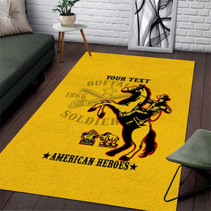 Personalized Afro Buffalo Soldiers Area Rug BSMC United States Army Yellow