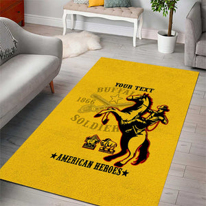 Personalized Afro Buffalo Soldiers Area Rug BSMC United States Army Yellow