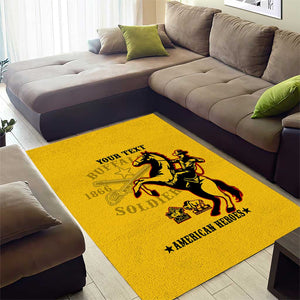 Personalized Afro Buffalo Soldiers Area Rug BSMC United States Army Yellow