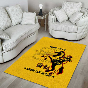 Personalized Afro Buffalo Soldiers Area Rug BSMC United States Army Yellow