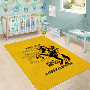 Personalized Afro Buffalo Soldiers Area Rug BSMC United States Army Yellow