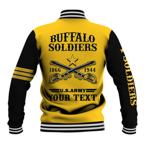 Personalized Afro Buffalo Soldiers Baseball Jacket BSMC United States Army Yellow LT14