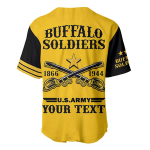 Personalized Afro Buffalo Soldiers Baseball Jersey BSMC United States Army Yellow