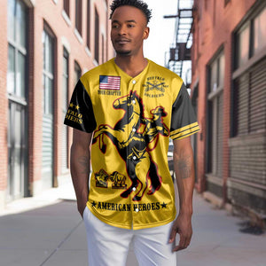 Personalized Afro Buffalo Soldiers Baseball Jersey BSMC United States Army Yellow