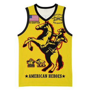 Personalized Afro Buffalo Soldiers Basketball Jersey BSMC United States Army Yellow LT14
