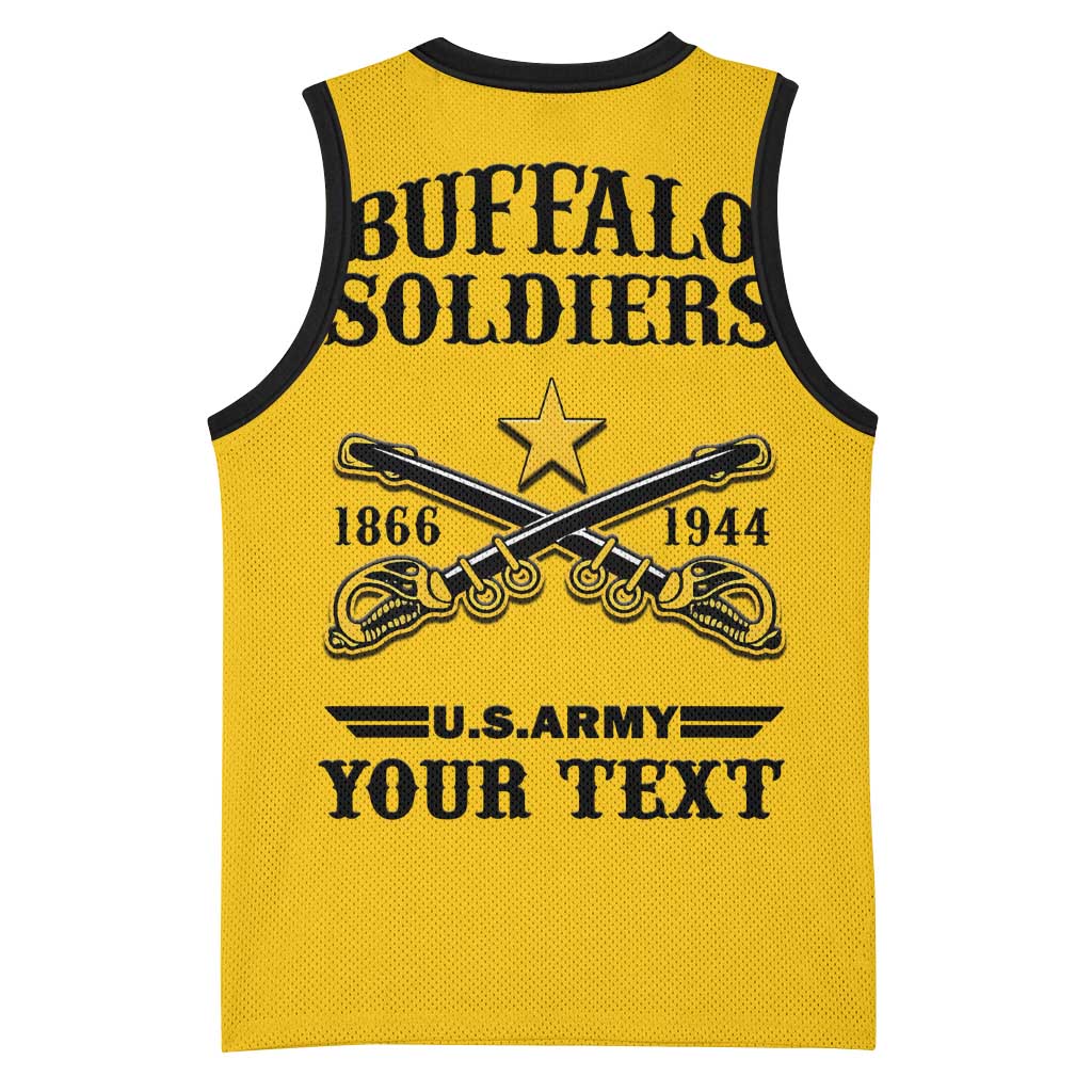 Personalized Afro Buffalo Soldiers Basketball Jersey BSMC United States Army Yellow LT14