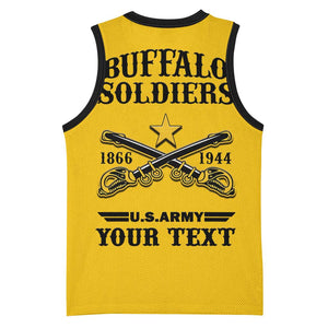 Personalized Afro Buffalo Soldiers Basketball Jersey BSMC United States Army Yellow LT14
