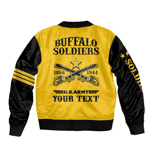 Personalized Afro Buffalo Soldiers Bomber Jacket BSMC United States Army Yellow