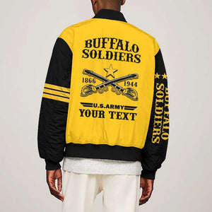 Personalized Afro Buffalo Soldiers Bomber Jacket BSMC United States Army Yellow