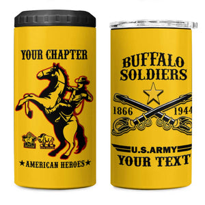 Personalized Afro Buffalo Soldiers 4 in 1 Can Cooler Tumbler BSMC United States Army Yellow LT14