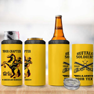 Personalized Afro Buffalo Soldiers 4 in 1 Can Cooler Tumbler BSMC United States Army Yellow LT14