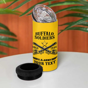 Personalized Afro Buffalo Soldiers 4 in 1 Can Cooler Tumbler BSMC United States Army Yellow LT14