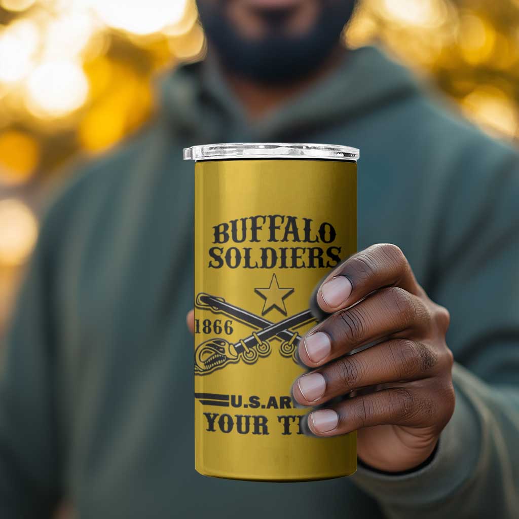 Personalized Afro Buffalo Soldiers 4 in 1 Can Cooler Tumbler BSMC United States Army Yellow LT14