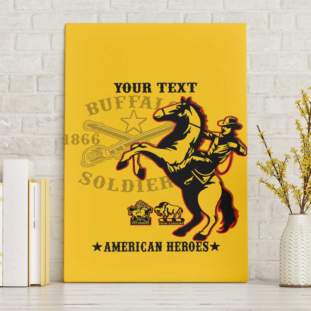 Personalized Afro Buffalo Soldiers Canvas Wall Art BSMC United States Army Yellow