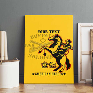 Personalized Afro Buffalo Soldiers Canvas Wall Art BSMC United States Army Yellow