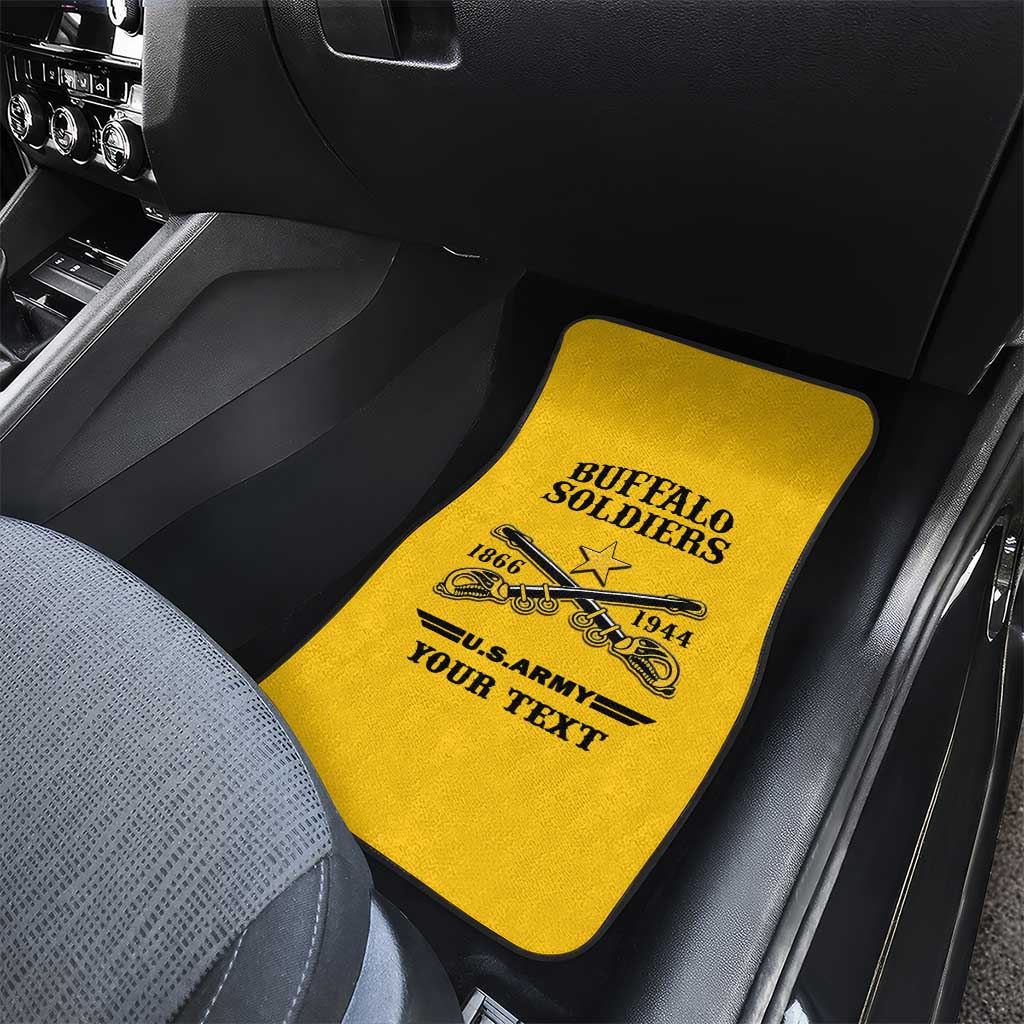 Personalized Afro Buffalo Soldiers Car Mats BSMC United States Army Yellow