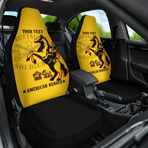 Personalized Afro Buffalo Soldiers Car Seat Cover BSMC United States Army Yellow