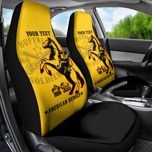 Personalized Afro Buffalo Soldiers Car Seat Cover BSMC United States Army Yellow