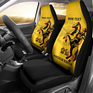 Personalized Afro Buffalo Soldiers Car Seat Cover BSMC United States Army Yellow