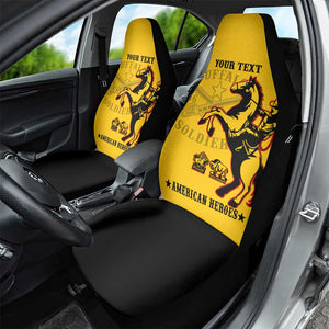 Personalized Afro Buffalo Soldiers Car Seat Cover BSMC United States Army Yellow