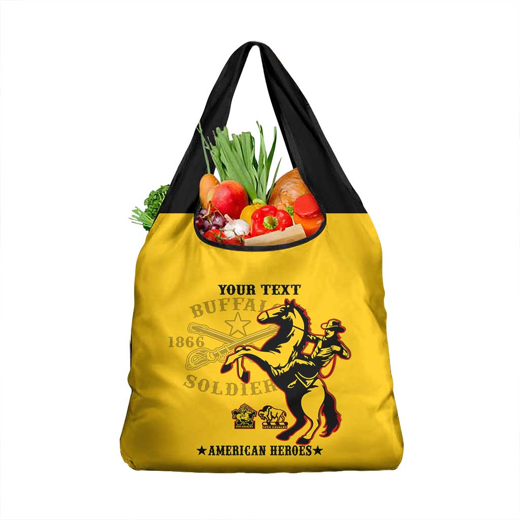 Personalized Afro Buffalo Soldiers Grocery Bag BSMC United States Army Yellow