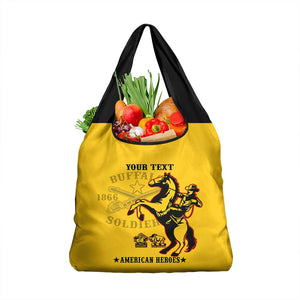 Personalized Afro Buffalo Soldiers Grocery Bag BSMC United States Army Yellow