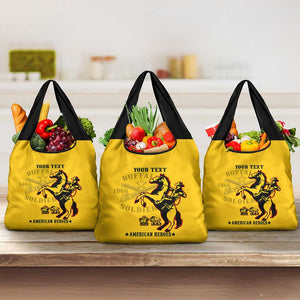 Personalized Afro Buffalo Soldiers Grocery Bag BSMC United States Army Yellow