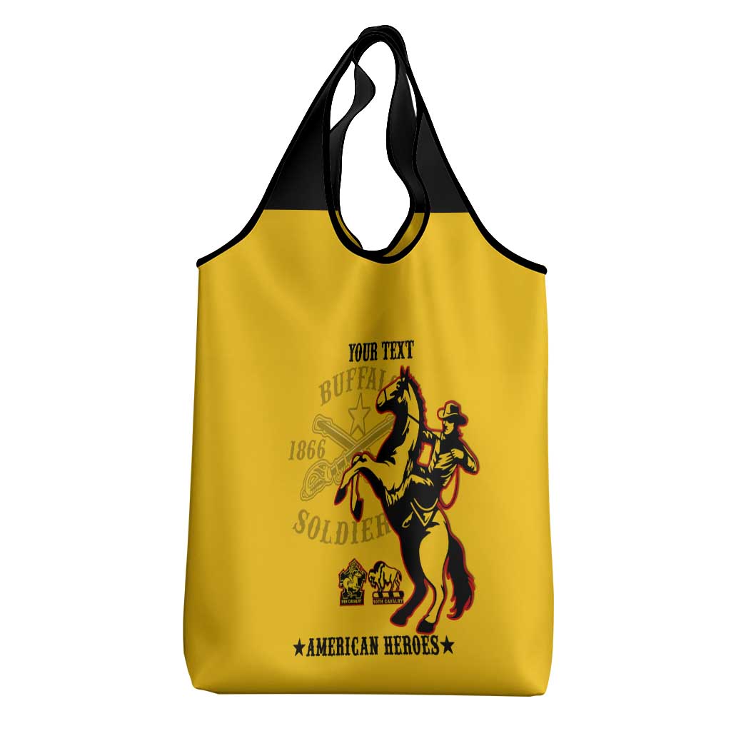 Personalized Afro Buffalo Soldiers Grocery Bag BSMC United States Army Yellow