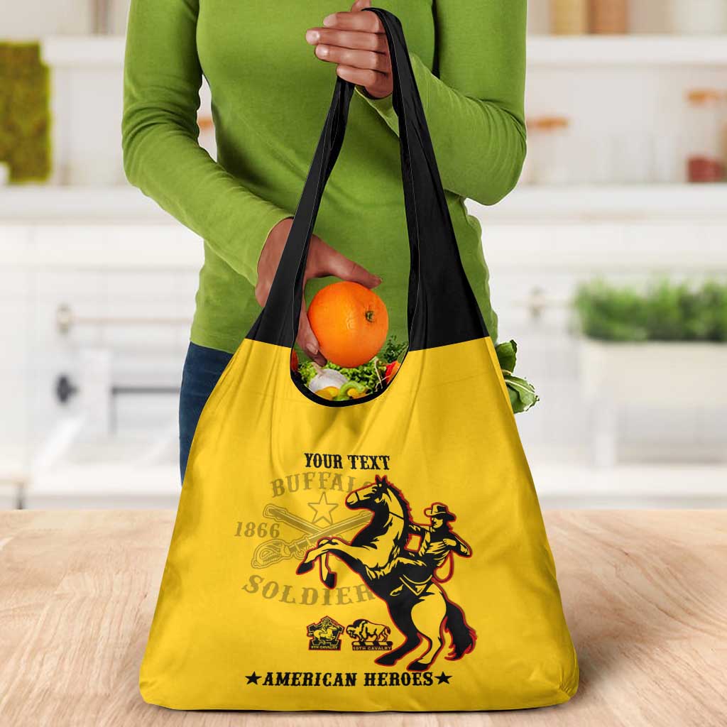 Personalized Afro Buffalo Soldiers Grocery Bag BSMC United States Army Yellow