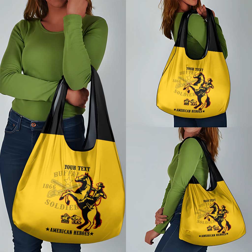 Personalized Afro Buffalo Soldiers Grocery Bag BSMC United States Army Yellow
