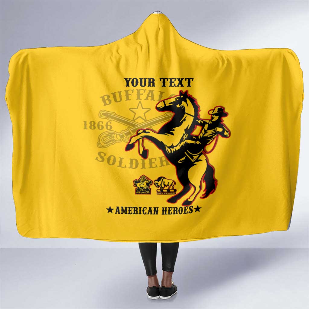 Personalized Afro Buffalo Soldiers Hooded Blanket BSMC United States Army Yellow