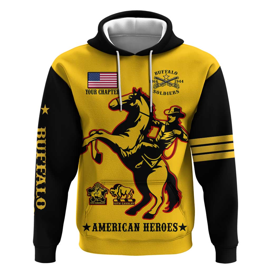 Personalized Afro Buffalo Soldiers Hoodie BSMC United States Army Yellow