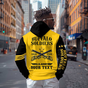 Personalized Afro Buffalo Soldiers Hoodie BSMC United States Army Yellow