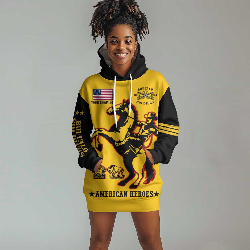 Personalized Afro Buffalo Soldiers Hoodie Dress BSMC United States Army Yellow