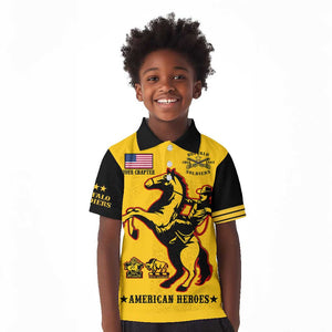 Personalized Afro Buffalo Soldiers Kid Polo Shirt BSMC United States Army Yellow