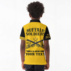 Personalized Afro Buffalo Soldiers Kid Polo Shirt BSMC United States Army Yellow