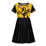 Personalized Afro Buffalo Soldiers Kid Short Sleeve Dress BSMC United States Army Yellow
