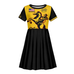 Personalized Afro Buffalo Soldiers Kid Short Sleeve Dress BSMC United States Army Yellow