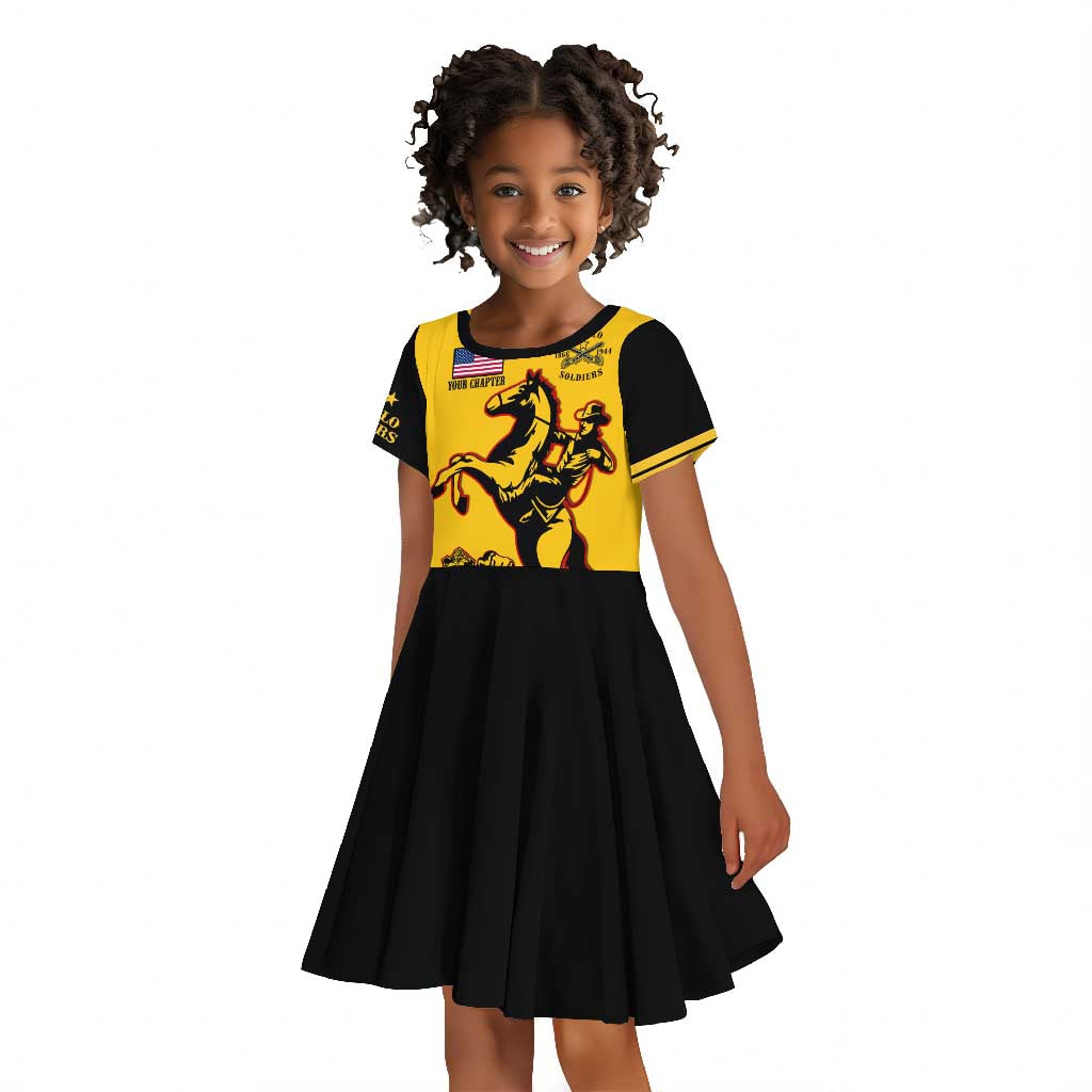 Personalized Afro Buffalo Soldiers Kid Short Sleeve Dress BSMC United States Army Yellow