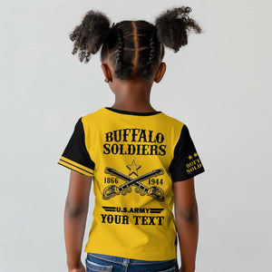 Personalized Afro Buffalo Soldiers Kid T shirt BSMC United States Army Yellow