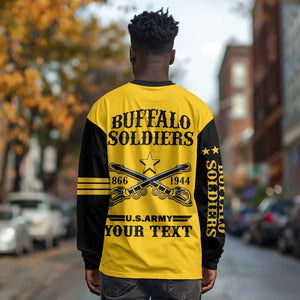 Personalized Afro Buffalo Soldiers Long Sleeve Shirt BSMC United States Army Yellow LT14