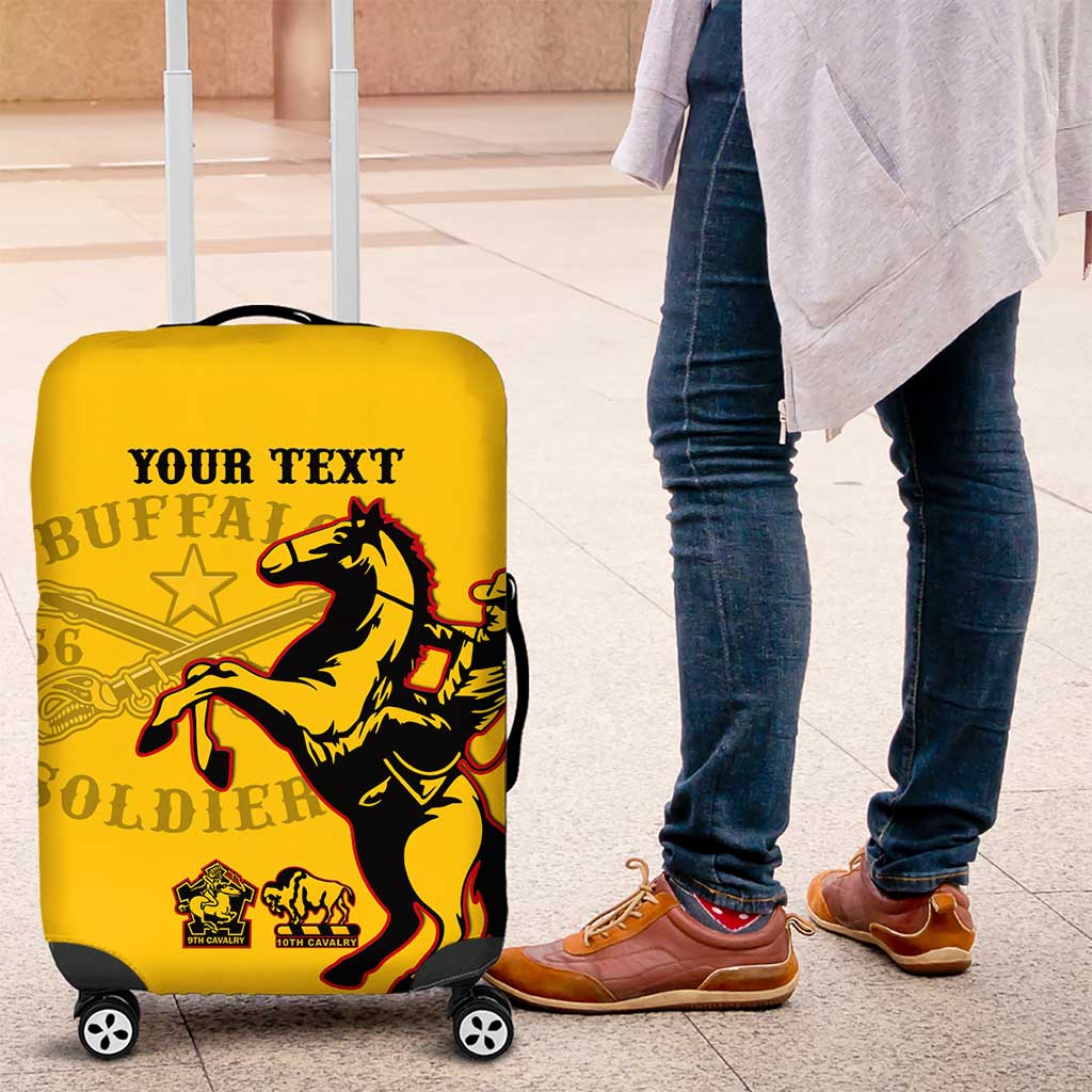 Personalized Afro Buffalo Soldiers Luggage Cover BSMC United States Army Yellow