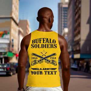 Personalized Afro Buffalo Soldiers Men Tank Top BSMC United States Army Yellow