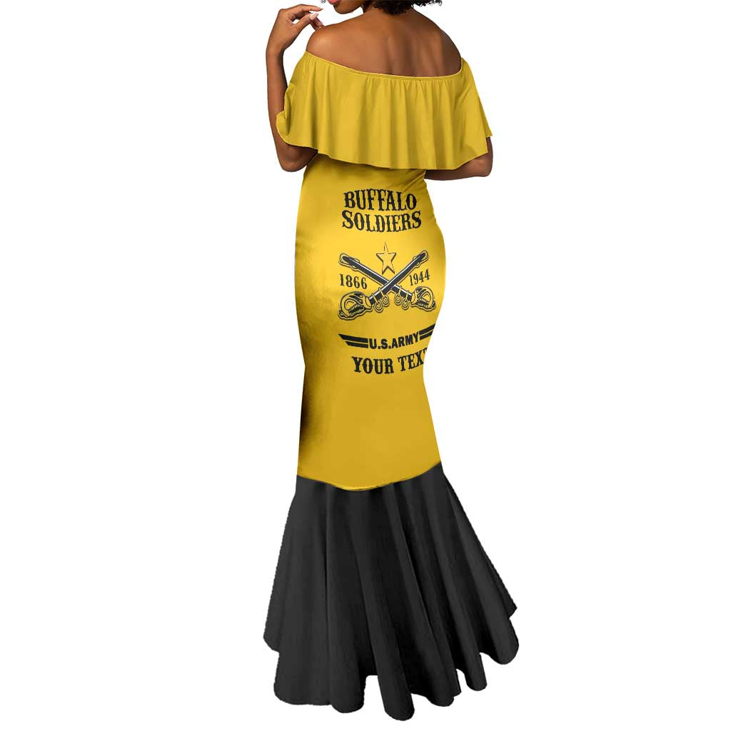Personalized Afro Buffalo Soldiers Mermaid Dress BSMC United States Army Yellow