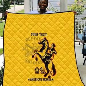 Personalized Afro Buffalo Soldiers Quilt BSMC United States Army Yellow