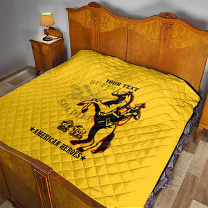 Personalized Afro Buffalo Soldiers Quilt BSMC United States Army Yellow