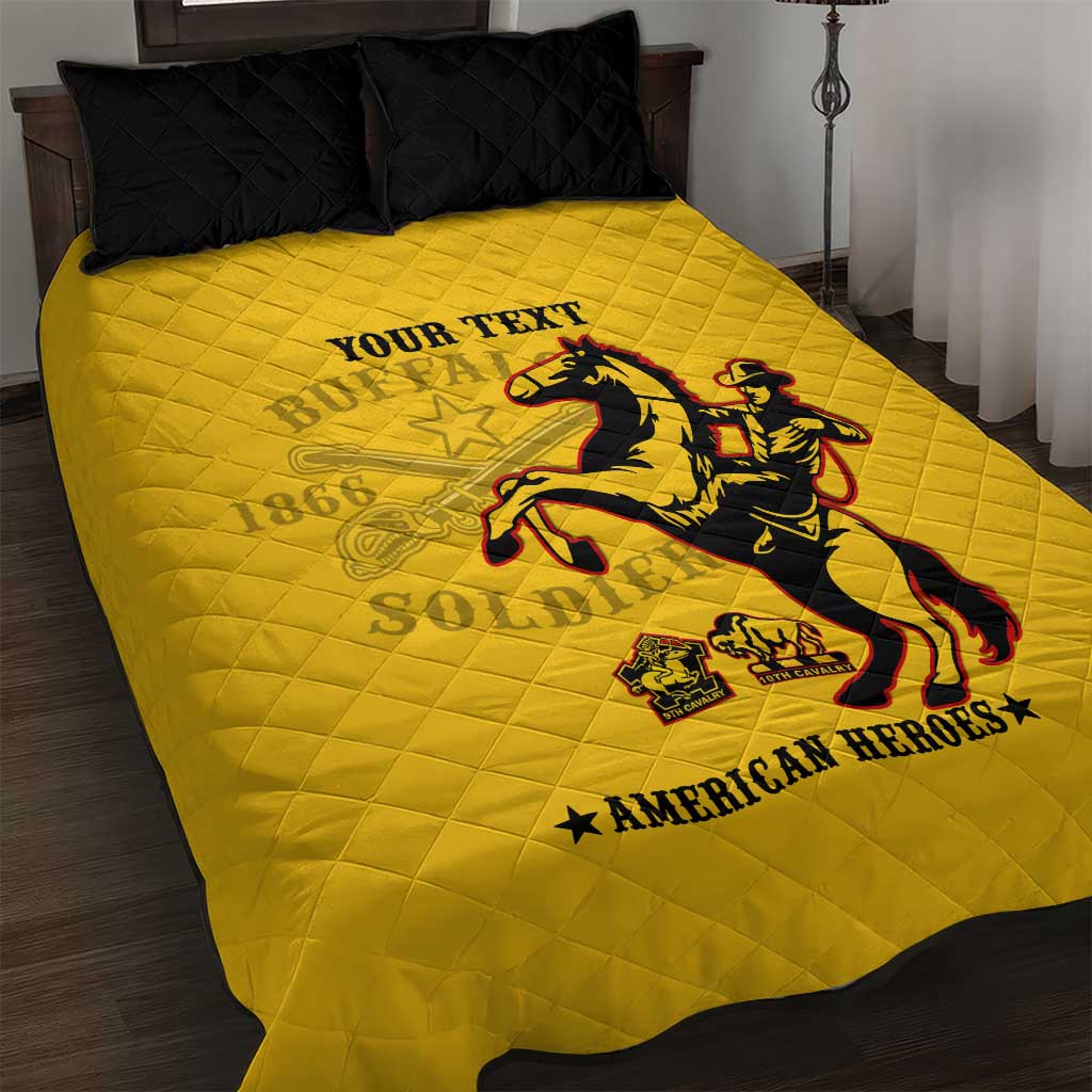 Personalized Afro Buffalo Soldiers Quilt Bed Set BSMC United States Army Yellow