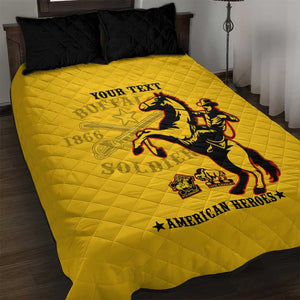 Personalized Afro Buffalo Soldiers Quilt Bed Set BSMC United States Army Yellow